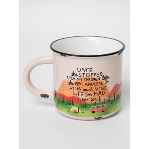 Once She Stopped Rushing Camp Mug Natural Life