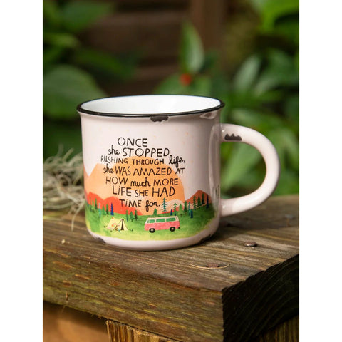 Once She Stopped Rushing Camp Mug Natural Life