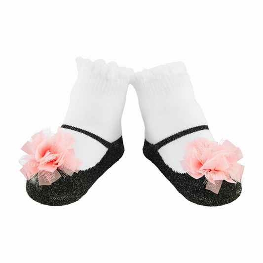 Black and Pink Puff Socks Socks Mud Pie   
