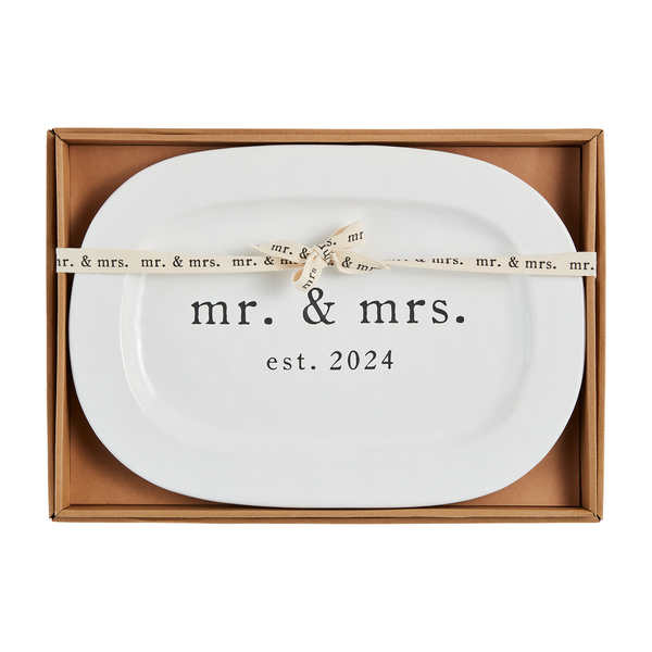 Mr. & Mrs. Est. 2024 Platter by Mud Pie Serving Platter Mud Pie   