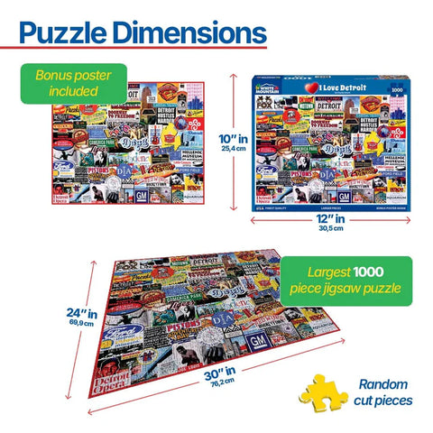 I Love Detroit - 1000 Piece Jigsaw Puzzle White Mountain