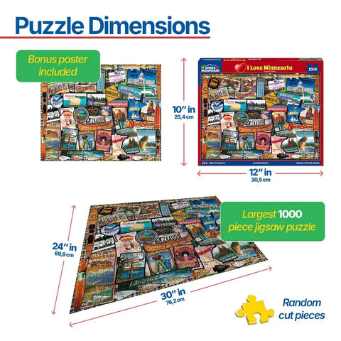 I Love Minnesota - 1000 Piece Jigsaw Puzzle White Mountain