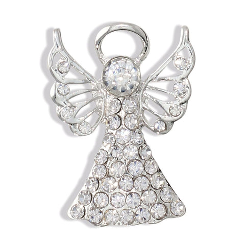 Silver Crystal Angel Pin Earrings Periwinkle   