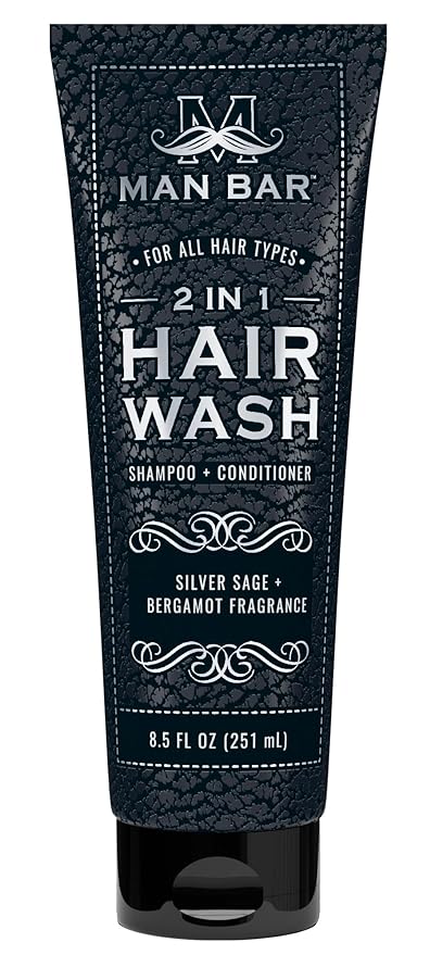 Man Bar 2 in 1 Hair Wash - Shampoo & Conditioner  San Francisco Soap Co. Silver Sage & Bergamot  