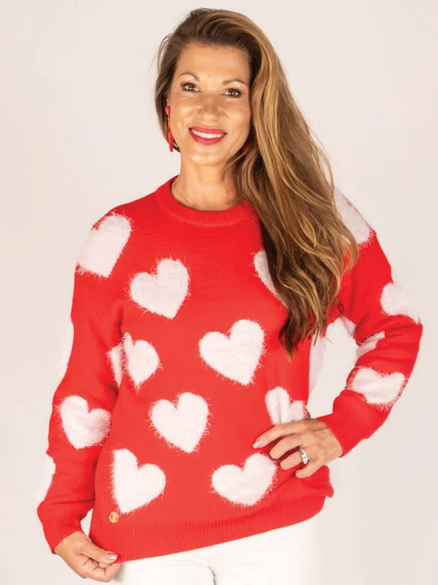 Simply Southern Fuzzy Heart Sweater Sweater Simply Southern