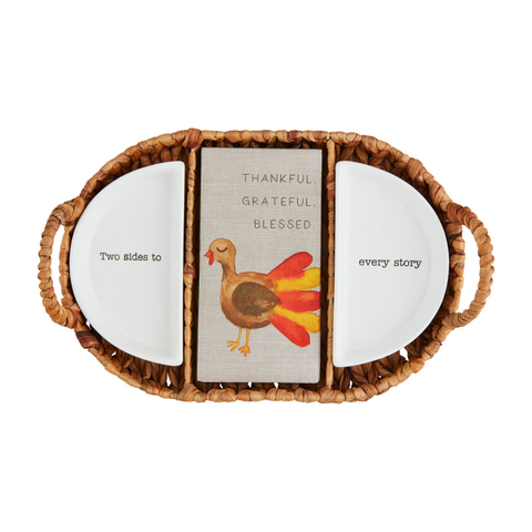 Thanksgiving Side Dish and Napkin Basket Set Napkin Mud Pie   