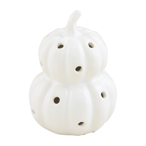 White Pumpkin Light Up Sitter Décor Mud Pie   