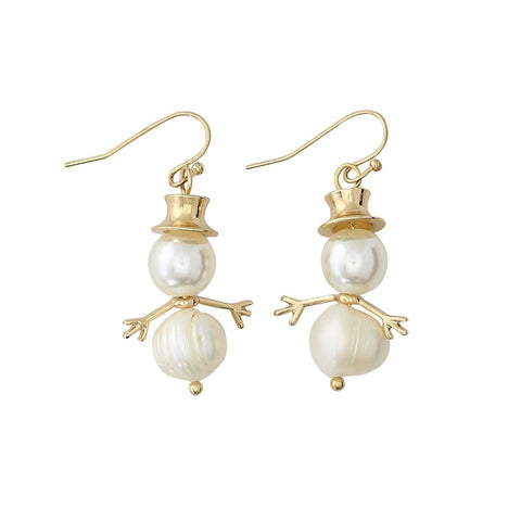 Pearl Snowmen Earrings Earrings Periwinkle   